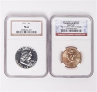 Coin 2 NGC Coins - 62 Franklin Half & 2008 Jackson