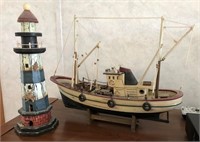 Boat and Lighthouse figurines