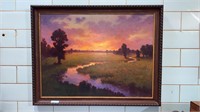 LARGE JOHN BRANDON SILLS OIL PAINTING OF PASTURE