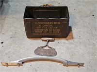 HEAVY STAINLESS HANDLE & AMMO BOX W/NO LID & OTHER