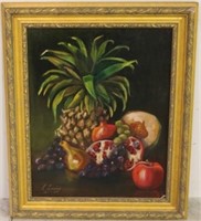 "Fruit" by Pat Lenahan Oil on canvas signed