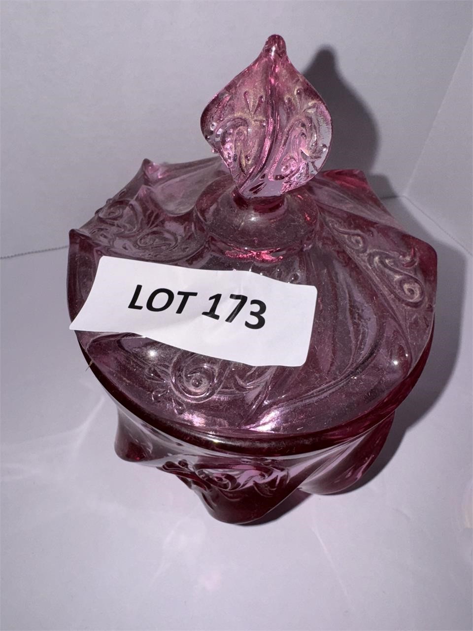 Pink Fenton container with lid