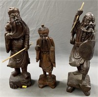 3 Carved Wood Chinese Sculptures