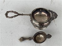 Two Vintage Silver Plate Tea Strainers