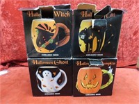 (4)Halloween décor mugs w/boxes.