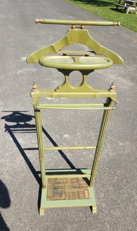 Antique Green/Gold Valet Butler Stand 17.5W×52T