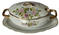 Sugar Bowl With Flowers And Gold Accent