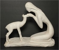 Lady with Deer Sculpture