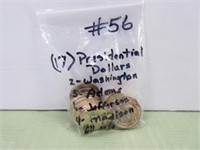 (17) Presidential Dollars, 2- Washington 5-Adams,