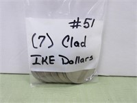 (7) Clad Ike Dollars, 71, (2) 71d, 73, 73d, 74d,