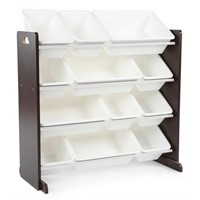 Humble Crew 12-Bin Toy Organizer in Espresso/White