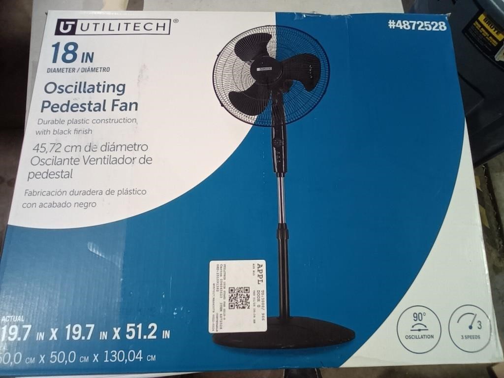 Utilitech 18" Oscillating Pedestal Fan