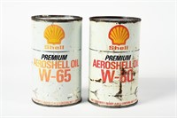 2 SHELL AEROSHELL OIL W-65 & W-80 IMP QT CANS