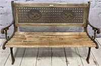 Main Street USA Wood & Cast Iron Bench w/