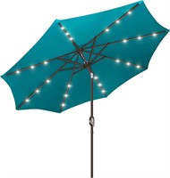 Patio Umbrella w/ Solar Lights  9ft  24 LED  Green