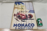 Affiche en bois style vintage grand prix de Monaco
