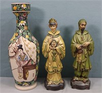 (2) Ceramic Figurines + Vase