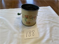 Vintage Flour Sifter with Orange Poppies