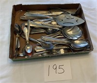 Flat of Assorted Silverware, Serving Spoons,