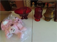 Viking glass bowl, Fairy lamps, Dixon petunia bear