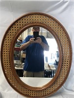 30 INCH WOVEN WICKER LOOK MIRROR. MADE OF