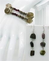 Beautiful Natural Gemstone Bracelet & Earrings