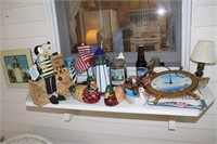 Lot including Lighthouse Lamp, Clock, Figurines