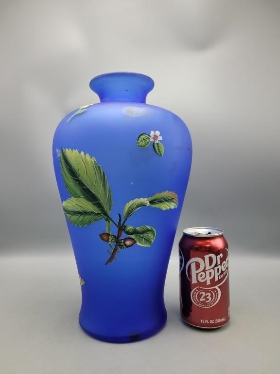 Blue Glass Vase 13"H