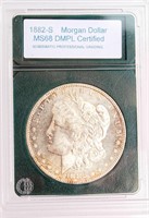 Coin 1882 S Morgan MS68 DMPL Beckett Cert.