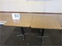 2-30"x30" Wood Grain Formica Dining Tables