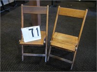 2 Oak Folding Chairs