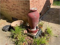 RED VASE TYPE OUTDOOR FOUNTAIN UNKNOWN CONDITION W