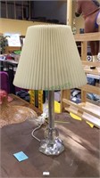 Etched glass table lamp with clip on shade 19