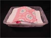 Container of 16 vintage cotton tablecloths