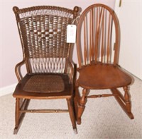 Antique wicker and cane ladies rocking chair