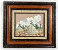 Miles Rodda Montana Indian Oil on Board Painting