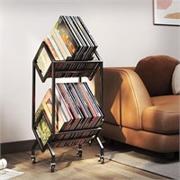 TC-HOMENY 2-Tier Movable Vinyl Record Storage Rack