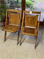 2 wood folding chairs