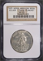 1925 SILVER NORSE AMERICAN MEDAL NGC MS65