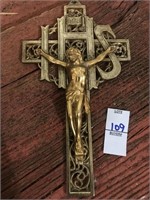 Brass Crucifix  9 1/2 in