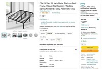 B2315  ZINUS Van Metal Platform Bed Frame King 16