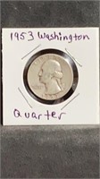 1953 Silver Washington Quarters US 25 Cent Coin