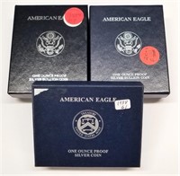 1988, ’95, ’00 Proof Silver Eagles