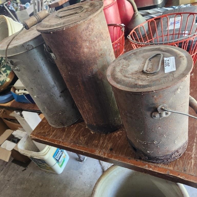 3 Vintage Milk / Cream Can -  2 are rusty