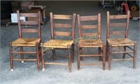 4 Vintage Rush Seat Ladder Back Chairs