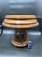 VERY NICE ROUND KEY WIND W/CHIME TABLE CLOCK