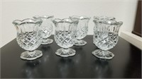 ^ Home Interiors clear glass footed votive holders