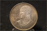 1950 Mexico 1 Peso Silver Coin