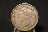 1941 United Kingdom 1/2 Crown Silver Coin