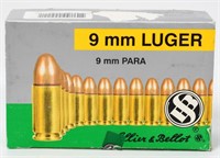 250 Rounds of Sellier & Bellot 9mm Luger Ammo